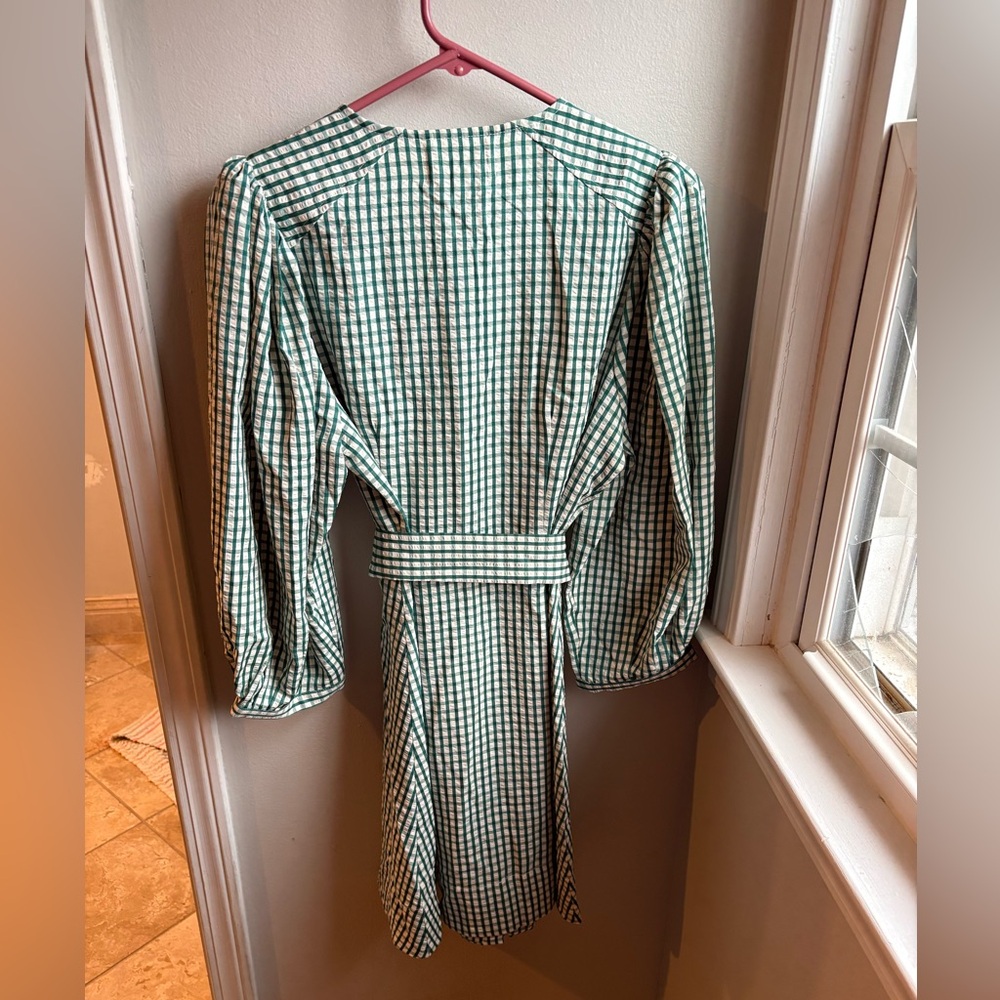 Tuckernuck Pomander Place Green Checkered Long Sleeve Dress size L - Picture 3 of 4